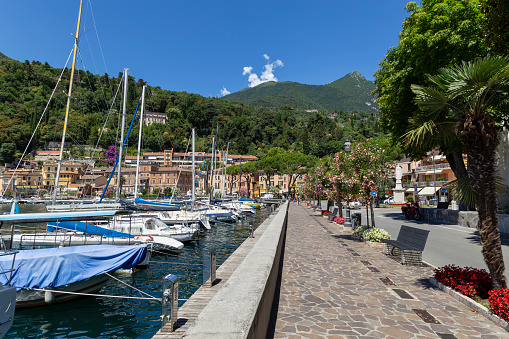 Small harbor in the Italian village of Toscolano-Maderno on Lake Garda.