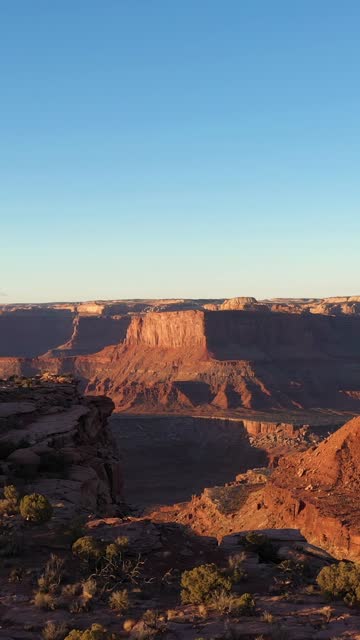 Dead Horse Point State Park at Sunrise. Utah, USA. Aerial View.. Vertical Video