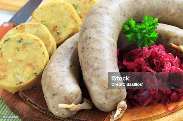 White Puddings With Dumplings And Sauerkraut Stock Photo - Download Image Now - Boiled, Close-up, Cross Section