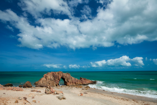 Pedra Furada beach is one of the most visited and beautiful beaches in the coastline of the northeast of Brazil and it is the symbol of Jericoacoara National Park