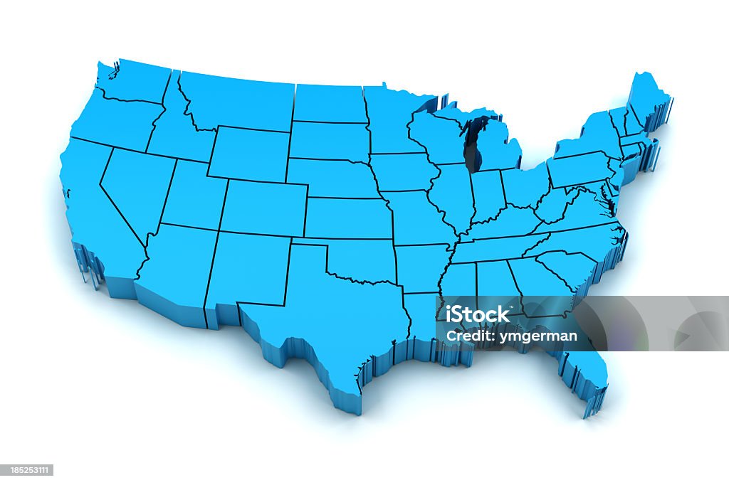 Detail USA Karte mit Landesgrenzen - Lizenzfrei Karte - Navigationsinstrument Stock-Foto