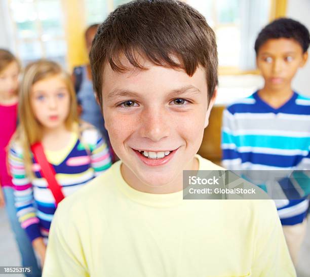 Im Not Nervous For The First Day Of School Stock Photo - Download Image Now - 10-11 Years, Boys, Cheerful