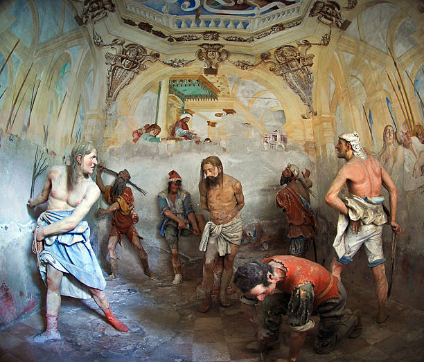 Jesus tortured Jesus tortured chapel. torture photos stock illustrations
