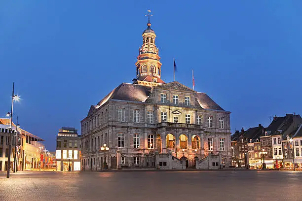 Town-hall in Maastricht at dusk.please see my other photos of Maastricht: