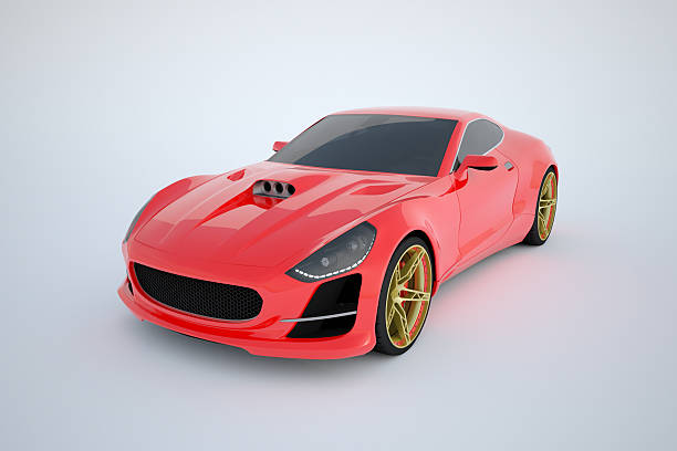 istock Red sport car on white background 185253908