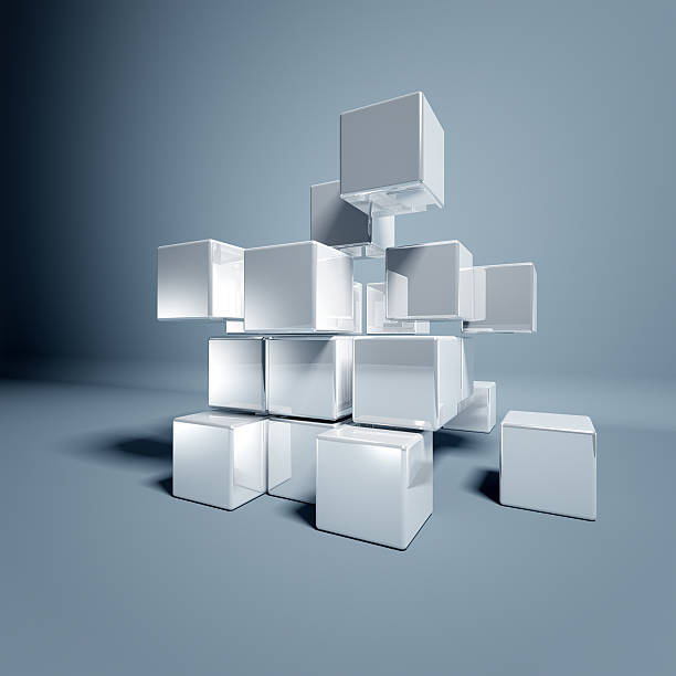 cubi 3d di vuoto - cube three dimensional shape block puzzle foto e immagini stock