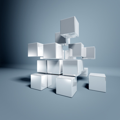 3D illustration of stacked cubes