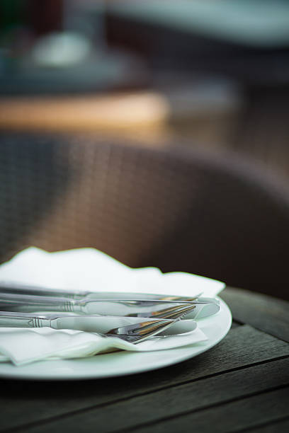 istock Plate and Cutlery Table Setting at Outdoor Cafe 185254200