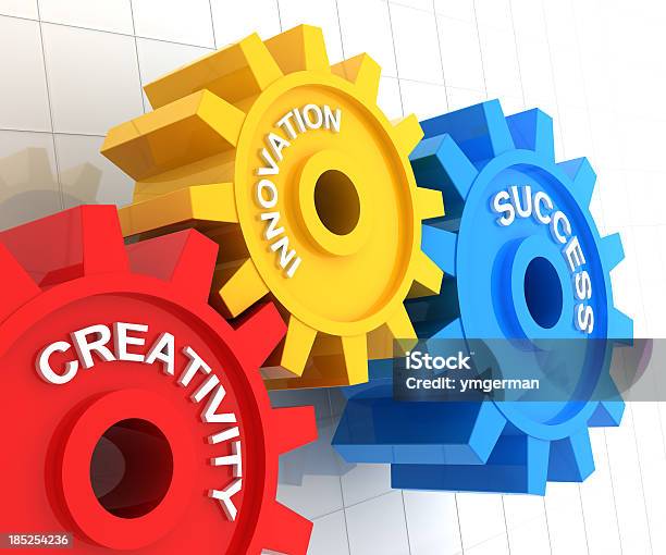 Creativity Innovation And Success Stock Photo - Download Image Now - Gear - Mechanism, Blue, Red