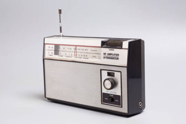 istock Vintage transistor radio on a gray background 1852546947