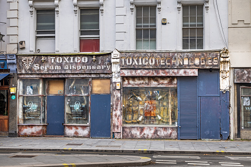 New Oxford Street, London, England - October 29th 2023:  Closed and bankrupt shop in an English street