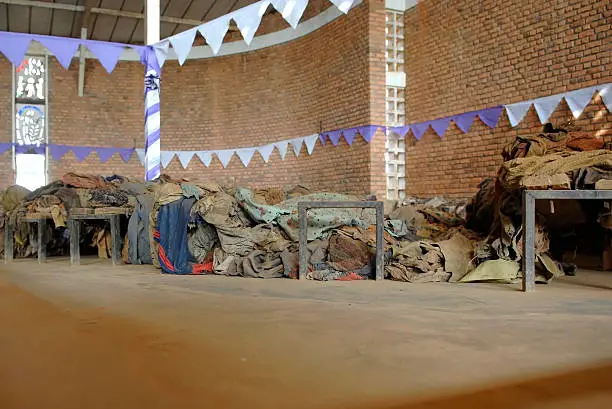 Rwandan Genocide Memory. These are the clothes of the 10'000 of rwandans killed in the church of Nyamata - Bugesera - South of Rwanda