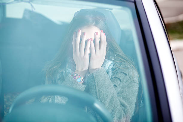 istock Unhappy woman in car 185255693