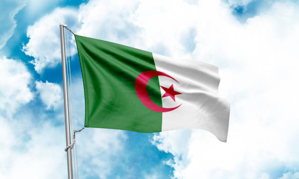 istock Algeria flag waving on sky background. 3D Rendering 1852557041