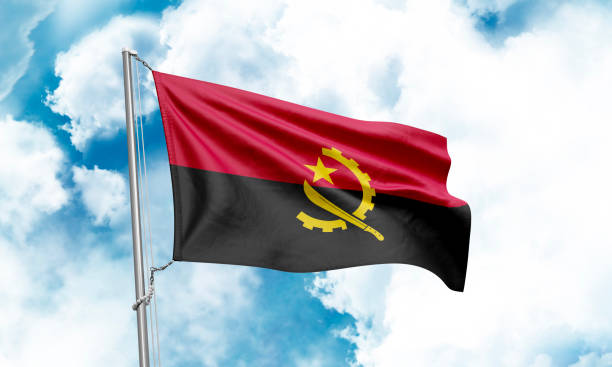 istock Angola flag waving on sky background. 3D Rendering 1852558338