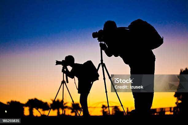 Silhouette Of Photographers Stock Photo - Download Image Now - Adult, Adults Only, Africa