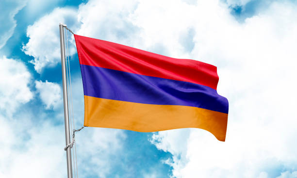 istock Abkhazia flag waving on sky background. 3D Rendering 1852558639