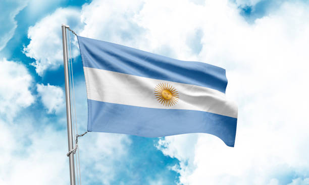 istock Argentina flag waving on sky background. 3D Rendering 1852560197