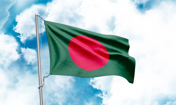 istock Bangladesh flag waving on sky background. 3D Rendering 1852561271