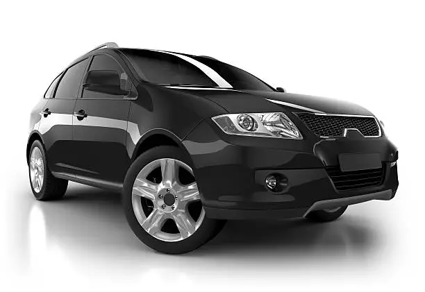 "Brandless, generic SUV car in studio - isolated on white"