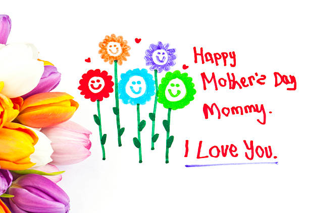 istock Child's Mother's Day Drawing with Flowers 185256731
