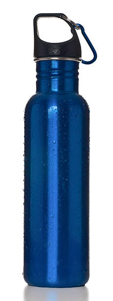 istock blue aluminum water bottle with hanger and drops 185256949