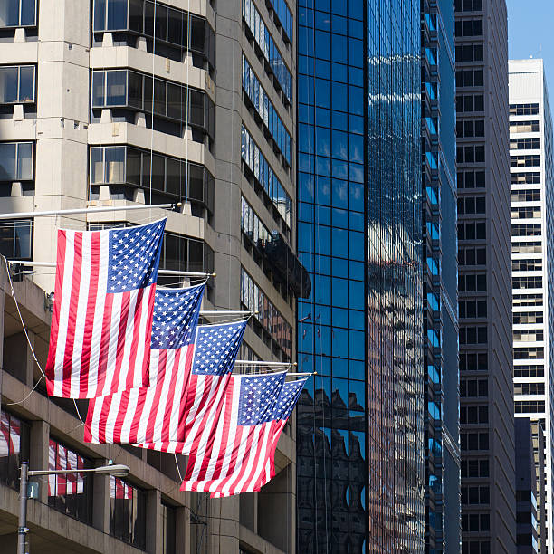 istock USA flag on Manhattan skyscraper 185257077