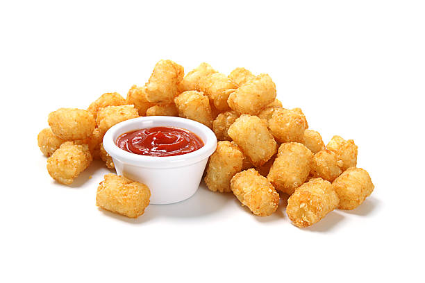 Tater Tots with Ketchup stock photo