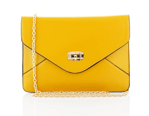 Clutch Bag For Women Yellow Artificial Patent Leather Envelope