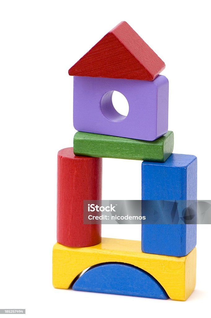 Multicolored drewniane klocki Tower - Zbiór zdjęć royalty-free (Stabilność)