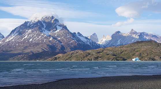 Shatter of iceberg in front of the Gray glacier, Patagonia, Andes
