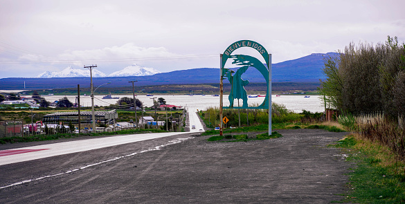 Welcome sign of Patagonia City Of Puerto Natales