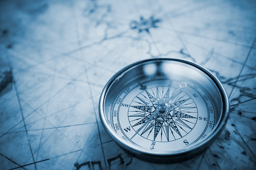 Blue Compass Background Stock Photo - Download Image Now - Navigational  Compass, Blue, Map - iStock
