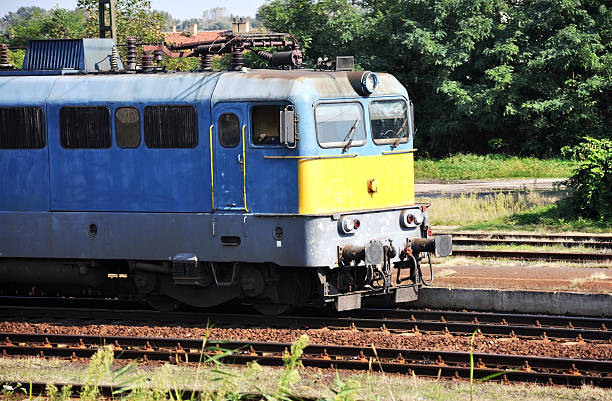 istock Blue electric locomotive 185259910