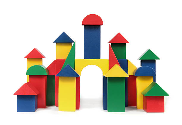 Colorful Wood Block Castle on White