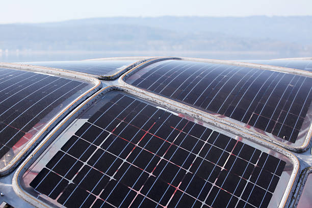istock Solar panel on roof of a boat 185260244