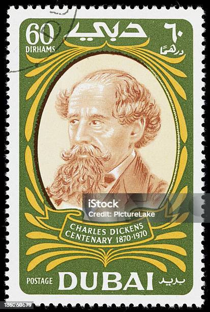 Dubai Charles Dickens Briefmarke Stockfoto und mehr Bilder von Charles Dickens - Charles Dickens, Berühmtheit, Briefmarke