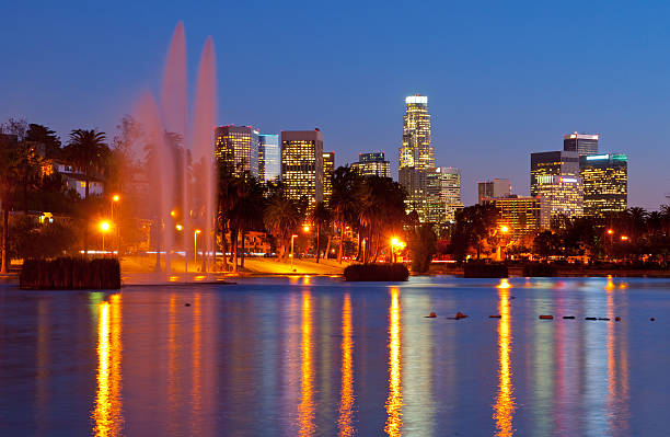 Los Angeles skyline and Echo Park at Dusk