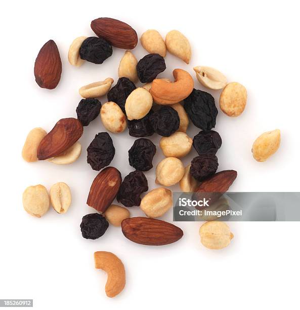 An Assortment Of Mixed Nuts With Aria Stock Photo - Download Image Now - Trail Mix, Cut Out, Dried Fruit