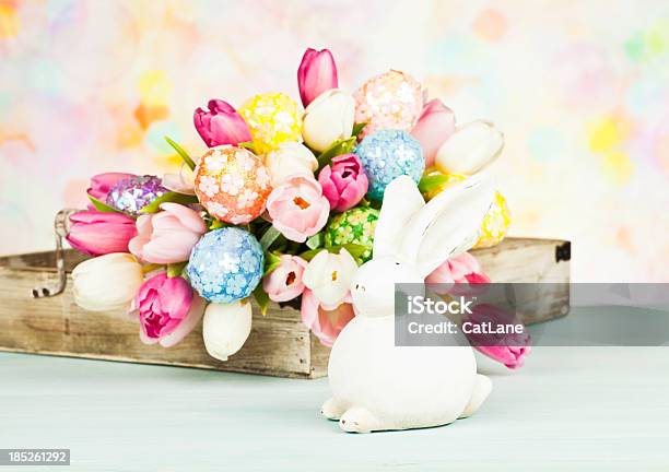 Easter Arrangement With Rabbit Stock Photo - Download Image Now - Animal, Animal Egg, Baby Rabbit