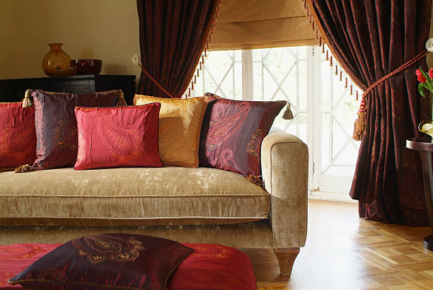 istock Interior of three seater sofa in living room 185262264