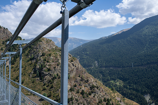 The Canillo Tibetan Bridge, soaring at 1875 meters, stretches majestically amidst Andorra's awe-inspiring natural sanctuary.