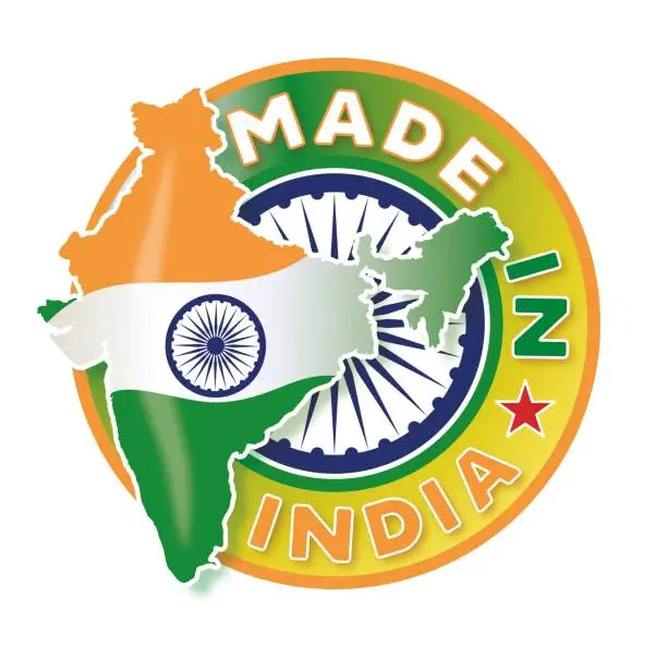 Vector illustration of Circle badge logo Made in India illustration illustration