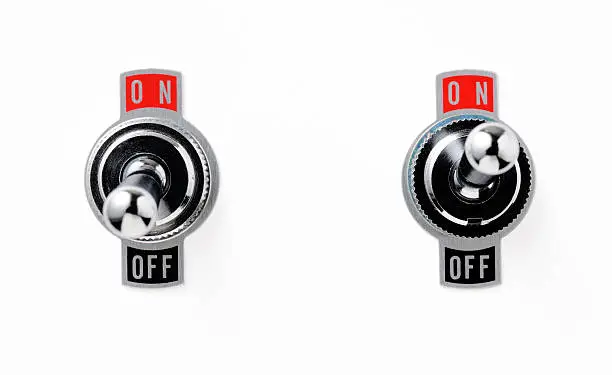 Two toggle switch isolated on white background with clipping path.