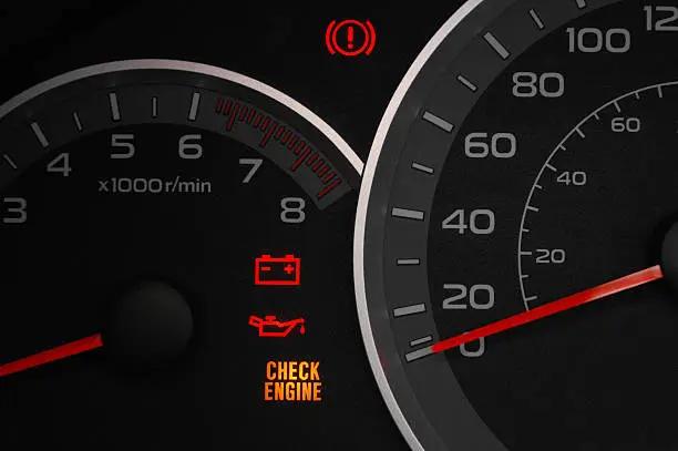 Photo of Check engine warning light.