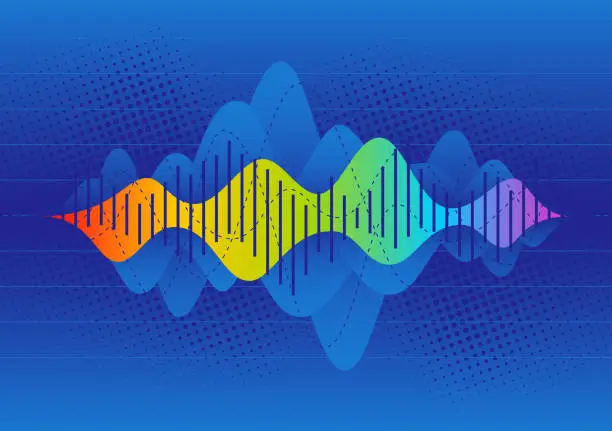 Vector illustration of Colorful Wave Graphs or Sound Waves Concept