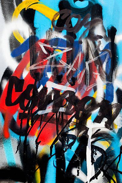 istock Detail of graffiti painted on metal container. Color image. 185264283
