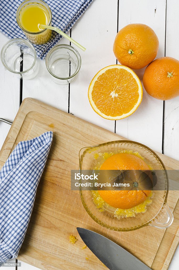 Frisch gepresster Orangensaft von oben - Lizenzfrei Draufsicht Stock-Foto