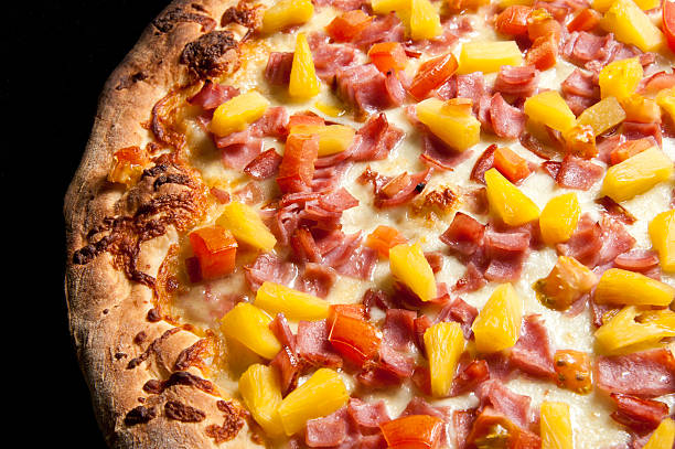 Hawaiian Pizza Close up stock photo