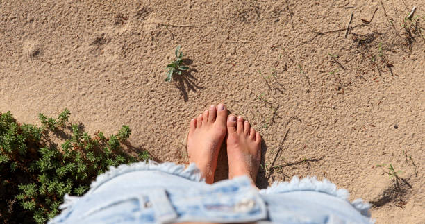 Woman feet on the beach